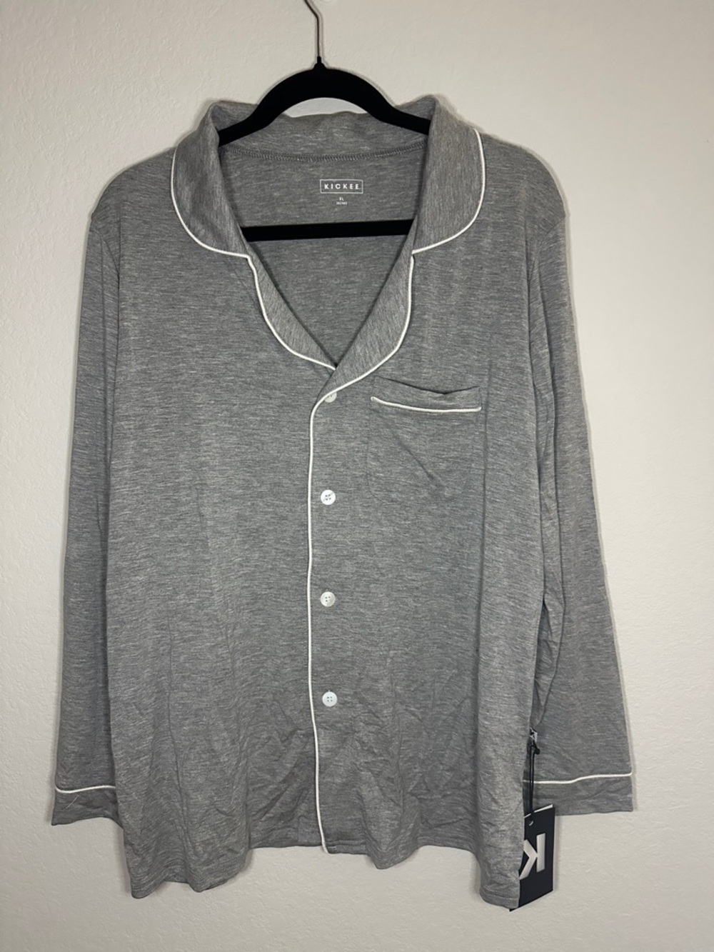 KicKee Gray Women's Pajama Set with White Piping